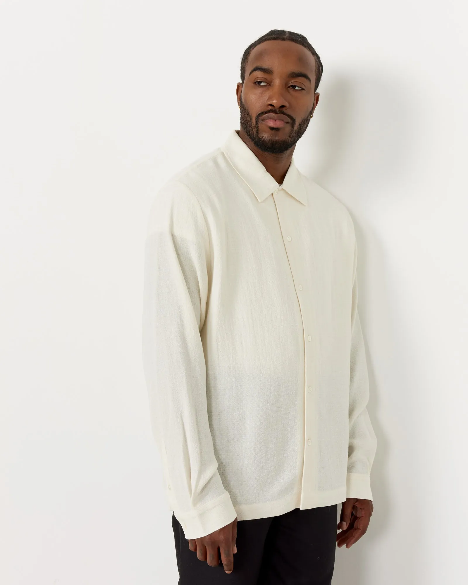 Sense Shirt in Off White Crepe