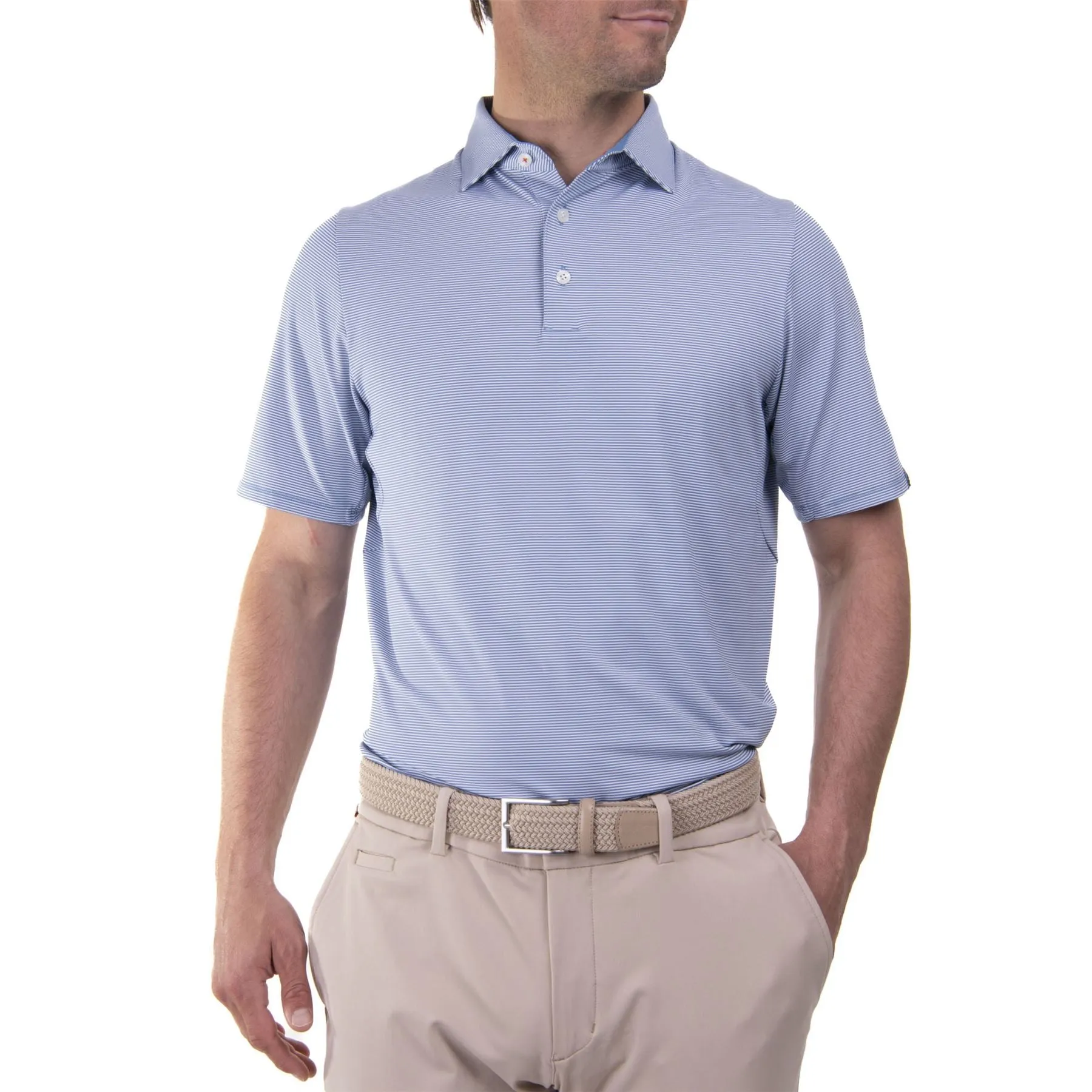 Soren Stripe Comfort Fit Polo Atlanta Blue/White - 2024