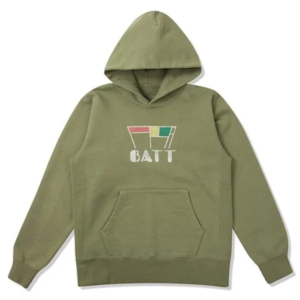 Stencil Pullover Hoodie 'Battery' - Olive