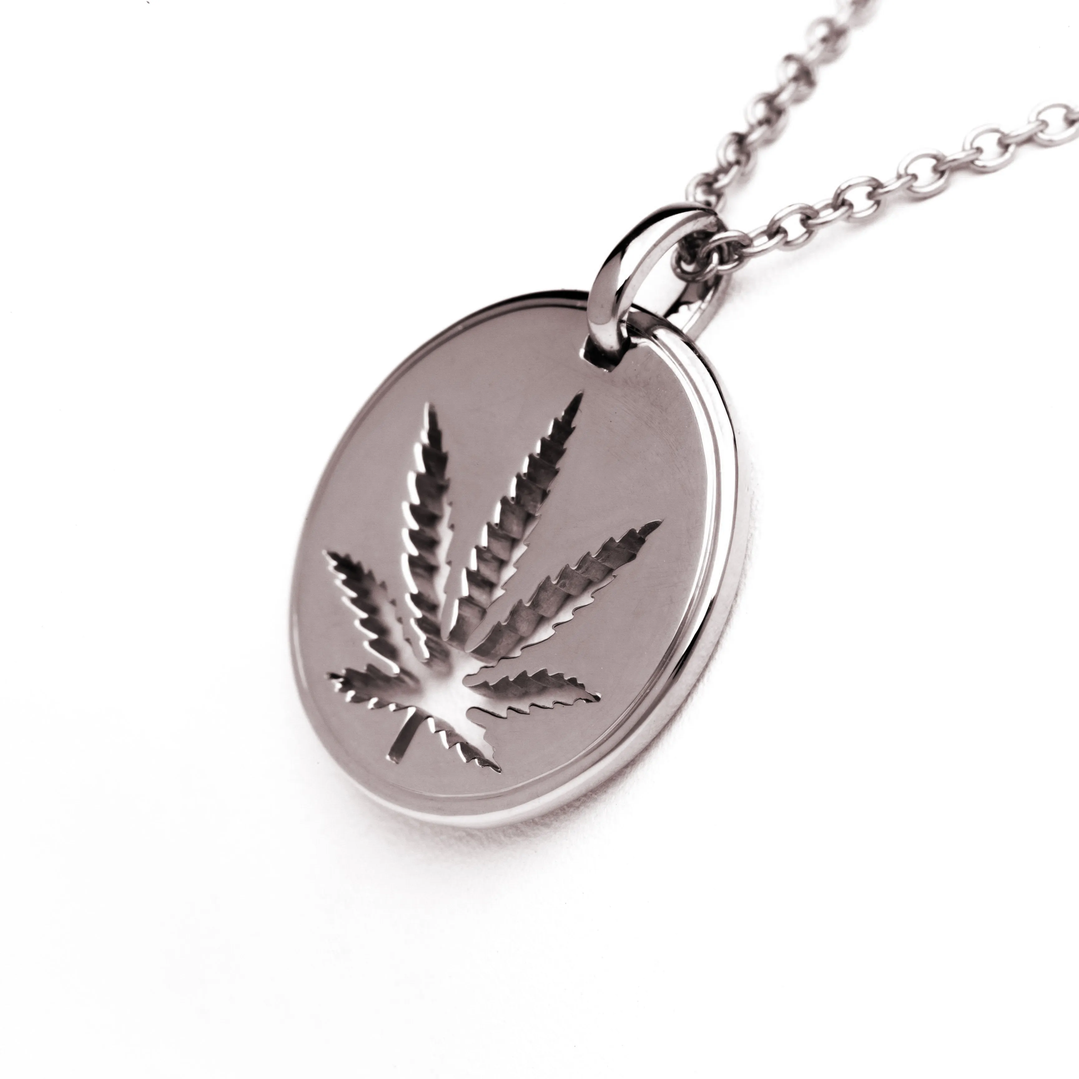 Sterling Silver Sativa Leaf Pendant - Cutout Disc