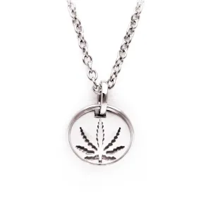 Sterling Silver Sativa Leaf Pendant - Cutout Disc