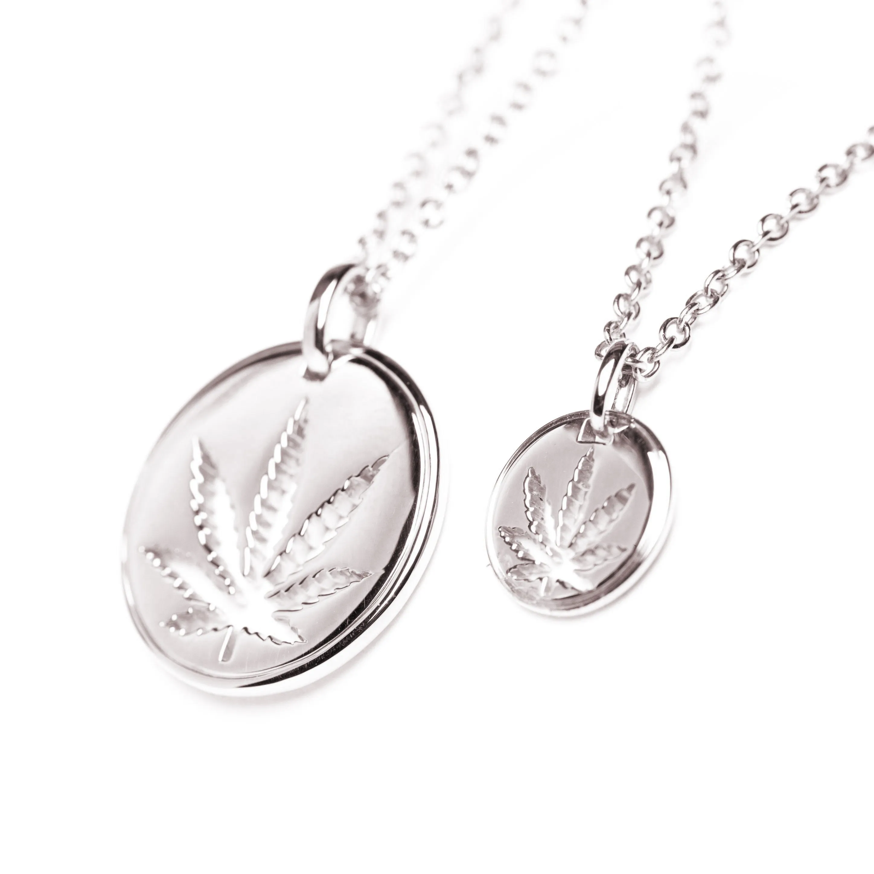 Sterling Silver Sativa Leaf Pendant - Cutout Disc