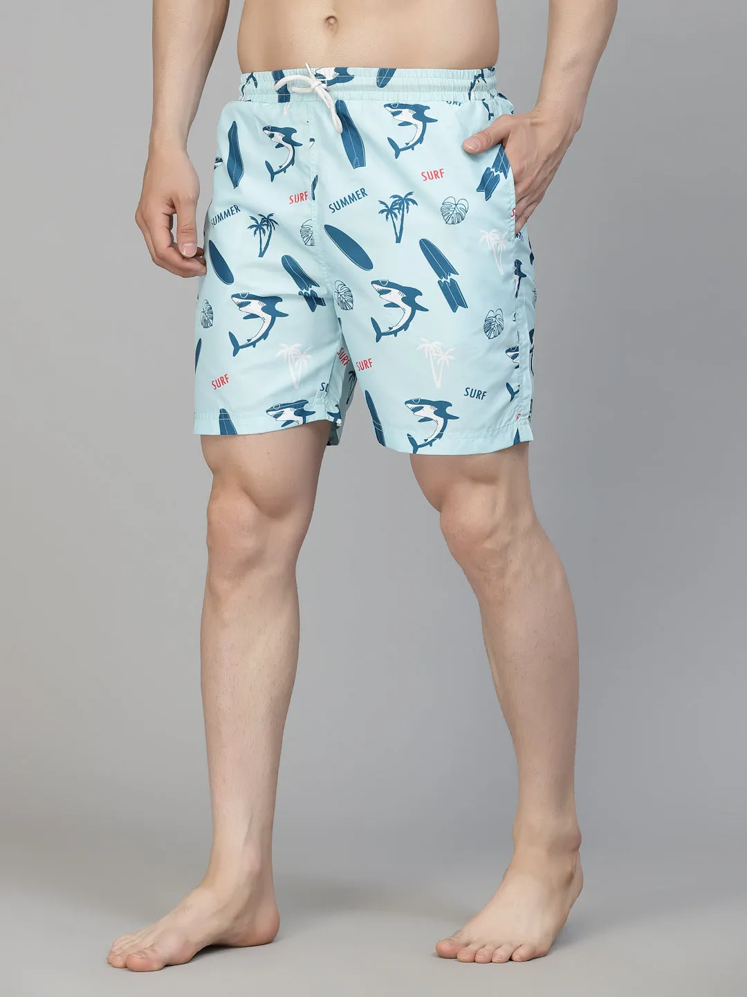 Style Quotient Men Multi Color Marine Printed Polyester Swim Short