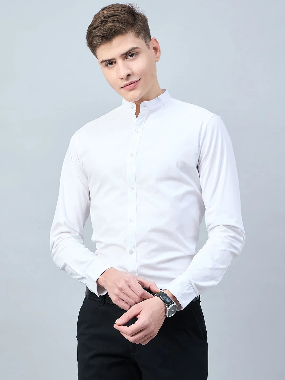 Style Quotient Men White Cotton Solid Formal Shirt