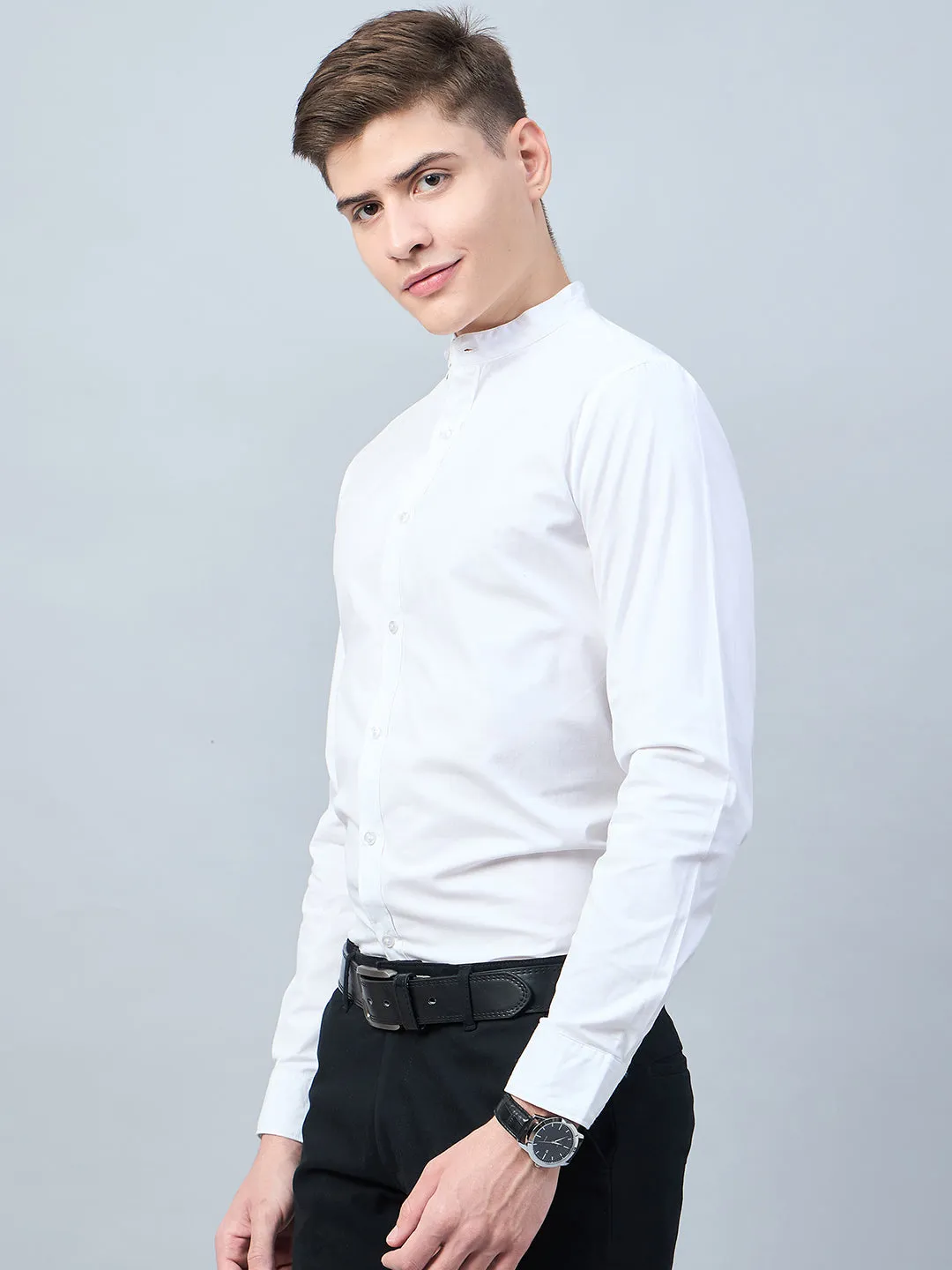 Style Quotient Men White Cotton Solid Formal Shirt