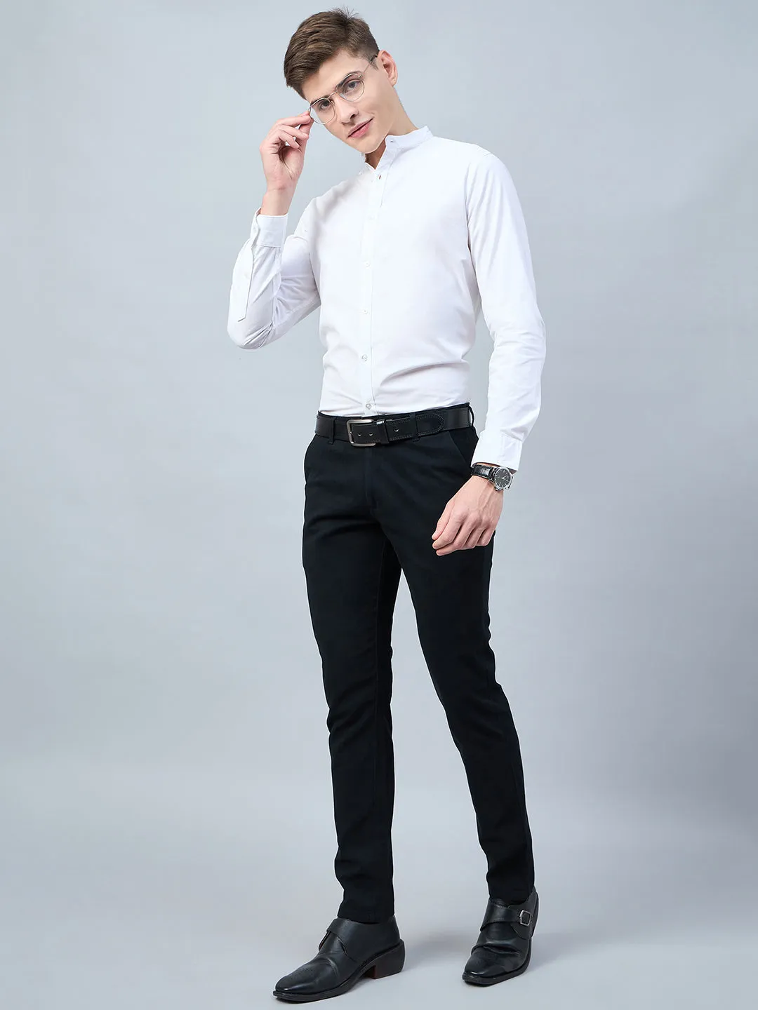 Style Quotient Men White Cotton Solid Formal Shirt