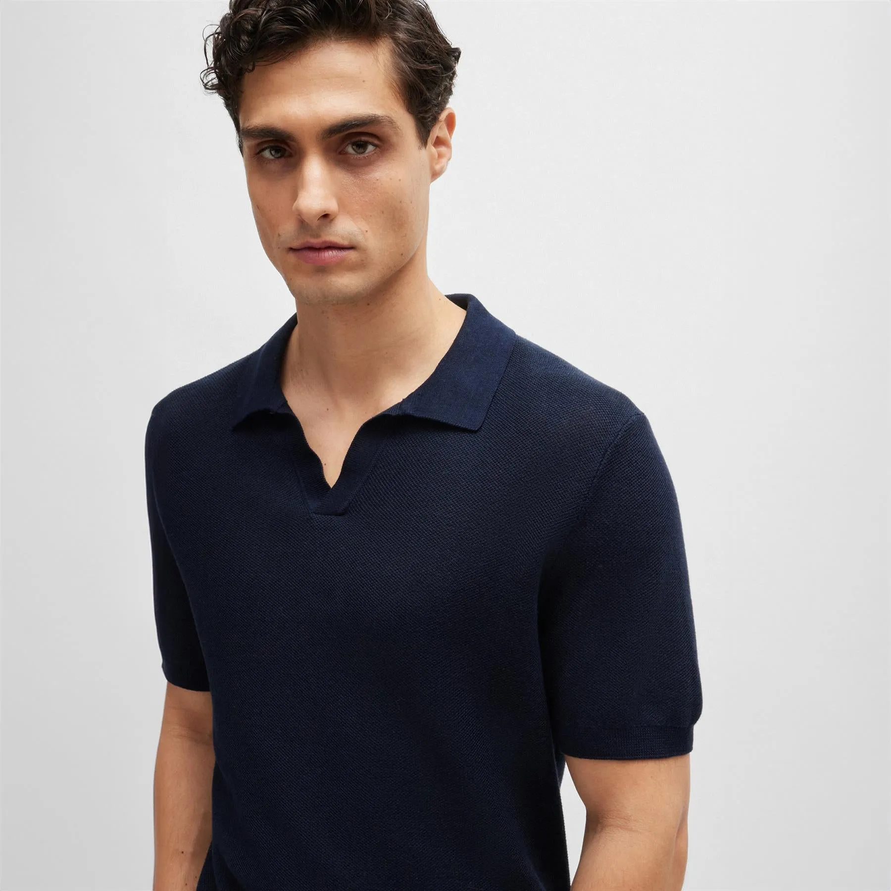 Tempio Regular Fit Knitted Polo Dark Blue - SU24