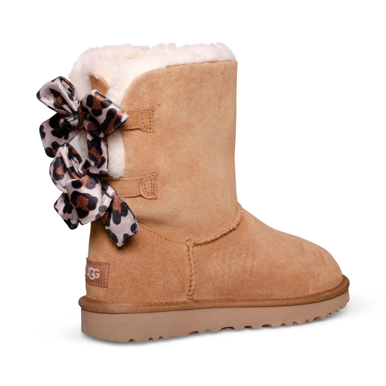 UGG Bailey Bow Velvet Leopard Chestnut Boots - Women's