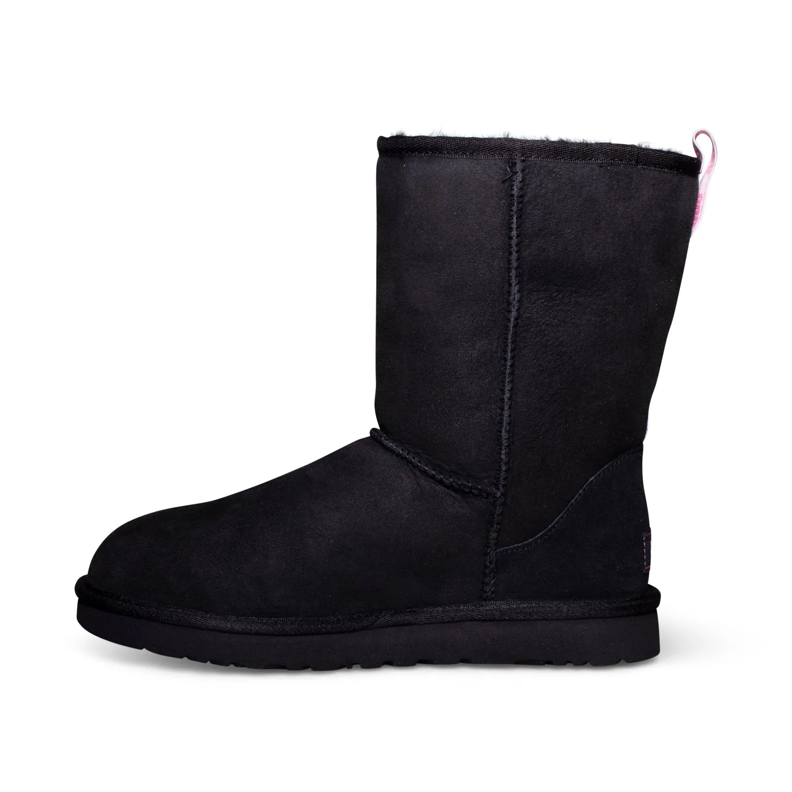 UGG Classic Short II Graphic Logo Black Neon Pink Boots - Women's