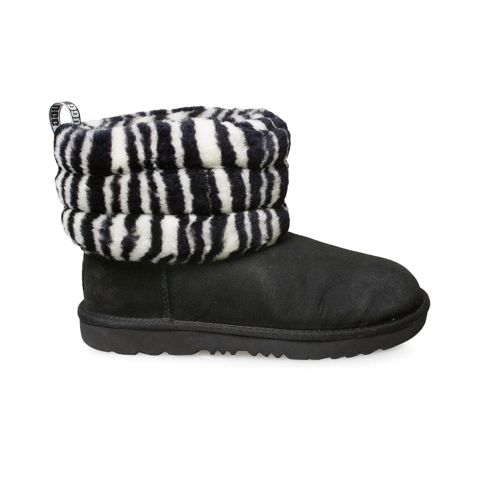 UGG Fluff Mini Quilted Zebra Black White Boots - Women's