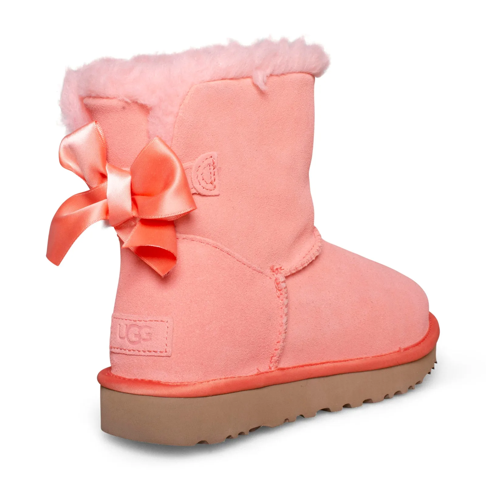 UGG Mini Bailey Bow Satin Crabshell Pink Boots - Women's