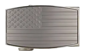 USA Flag Embossed Pewter Aston Dress Buckle, Fits 1 3/8 Straps