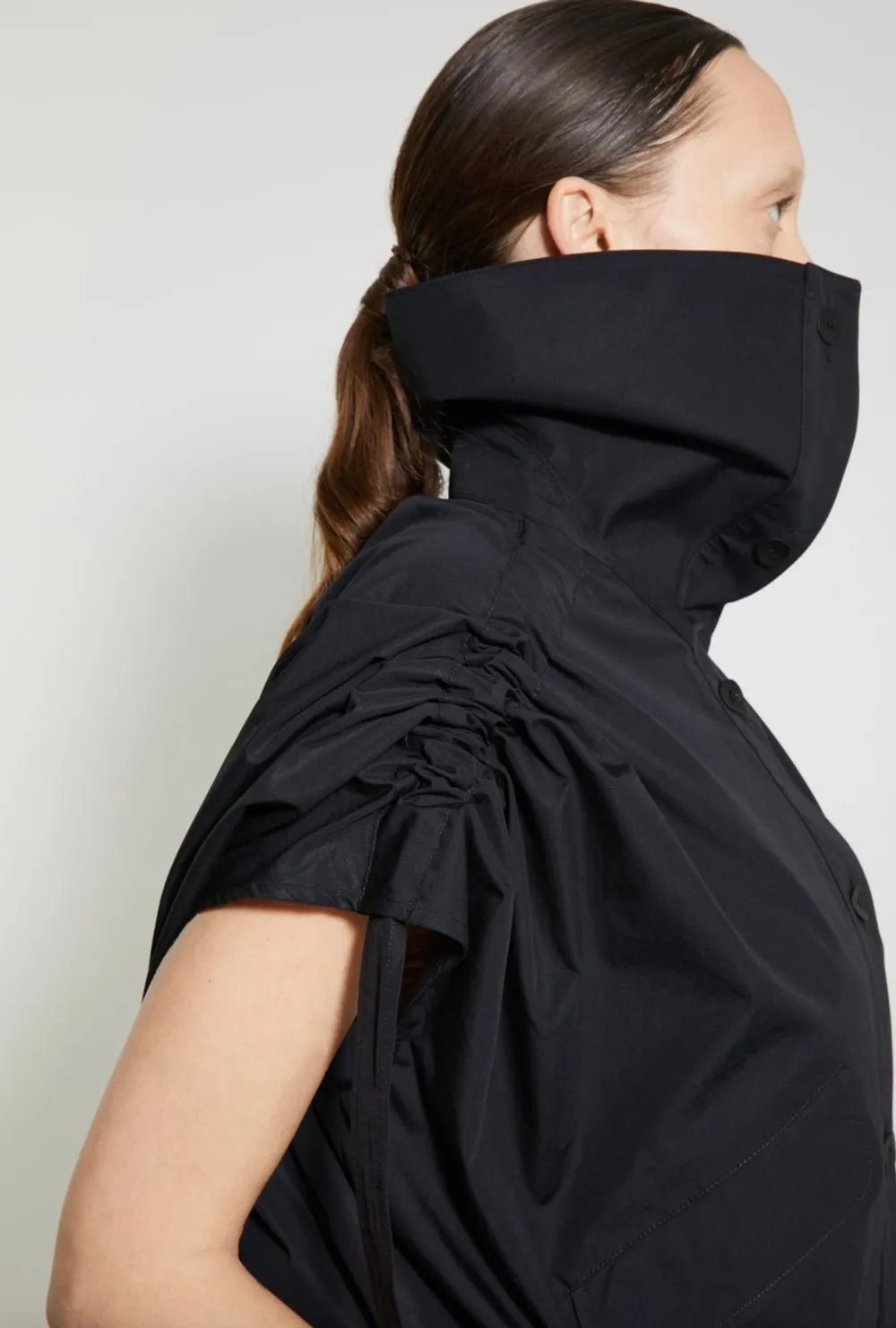 VERONIQUE LEROY - Cotton Poplin High Neck Jacket in Black