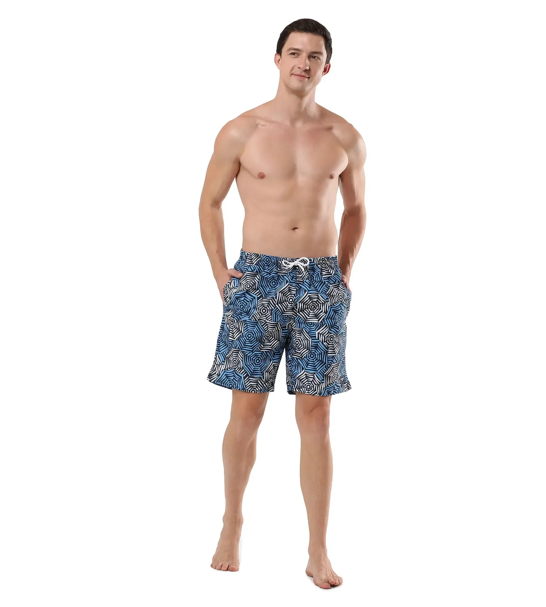 Men's Essential Printed Leisure' Watershorts - Pure Blue  &  Tranquil Blue